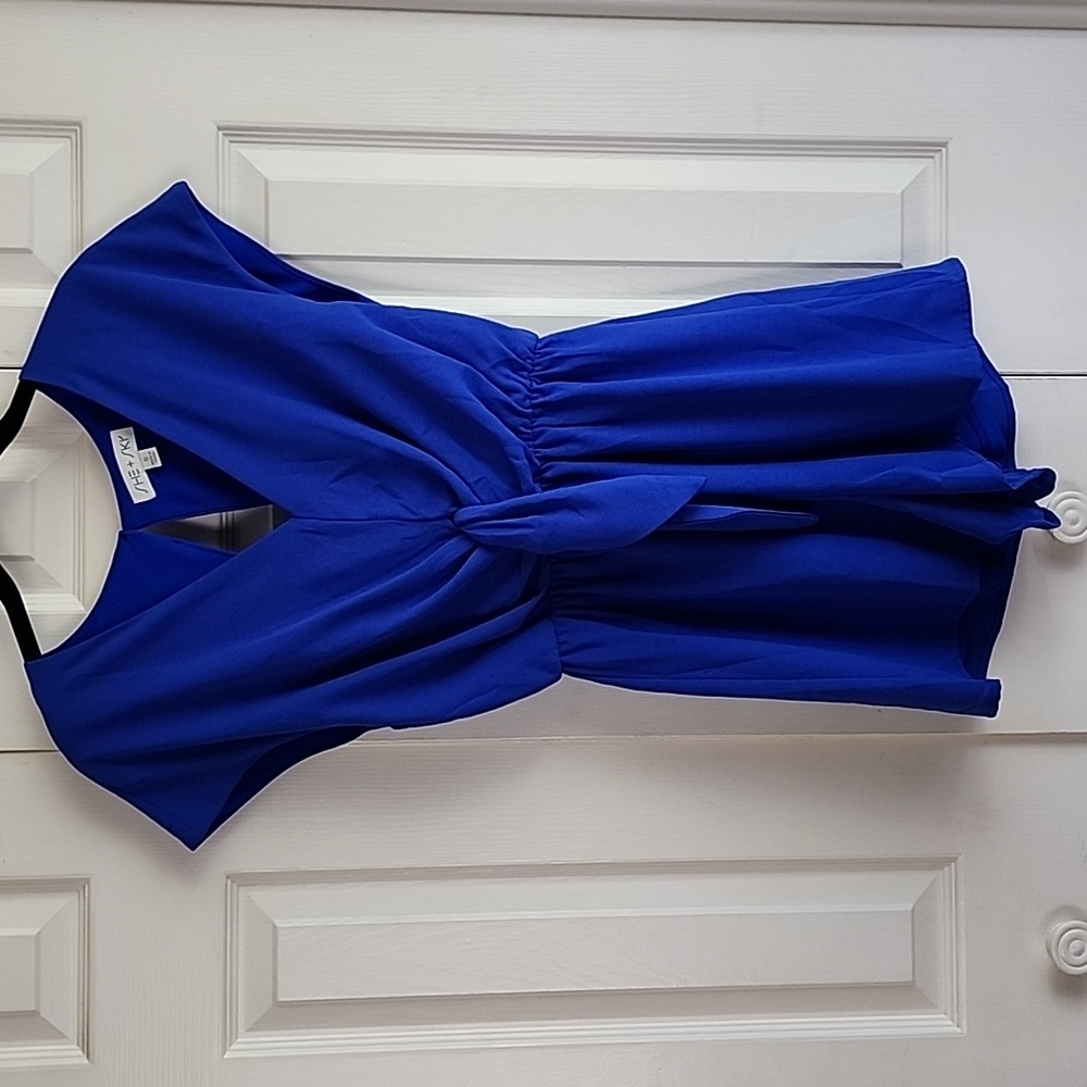 She & Sky Blue Romper with Keyhole